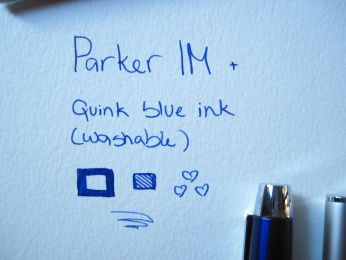 Pen: Parker IM, Ink: Parker Quink washable blue